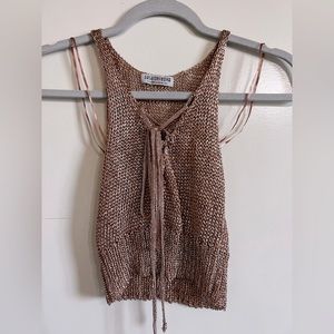 Mesh Front Tie Tank Top